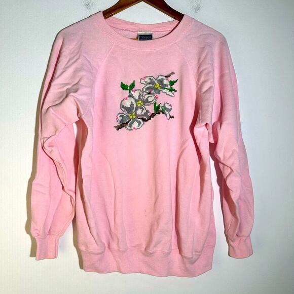 Vintage 90’s Crochet Embroidered Cottagecore Sweatershirt - Picture 2 of 8